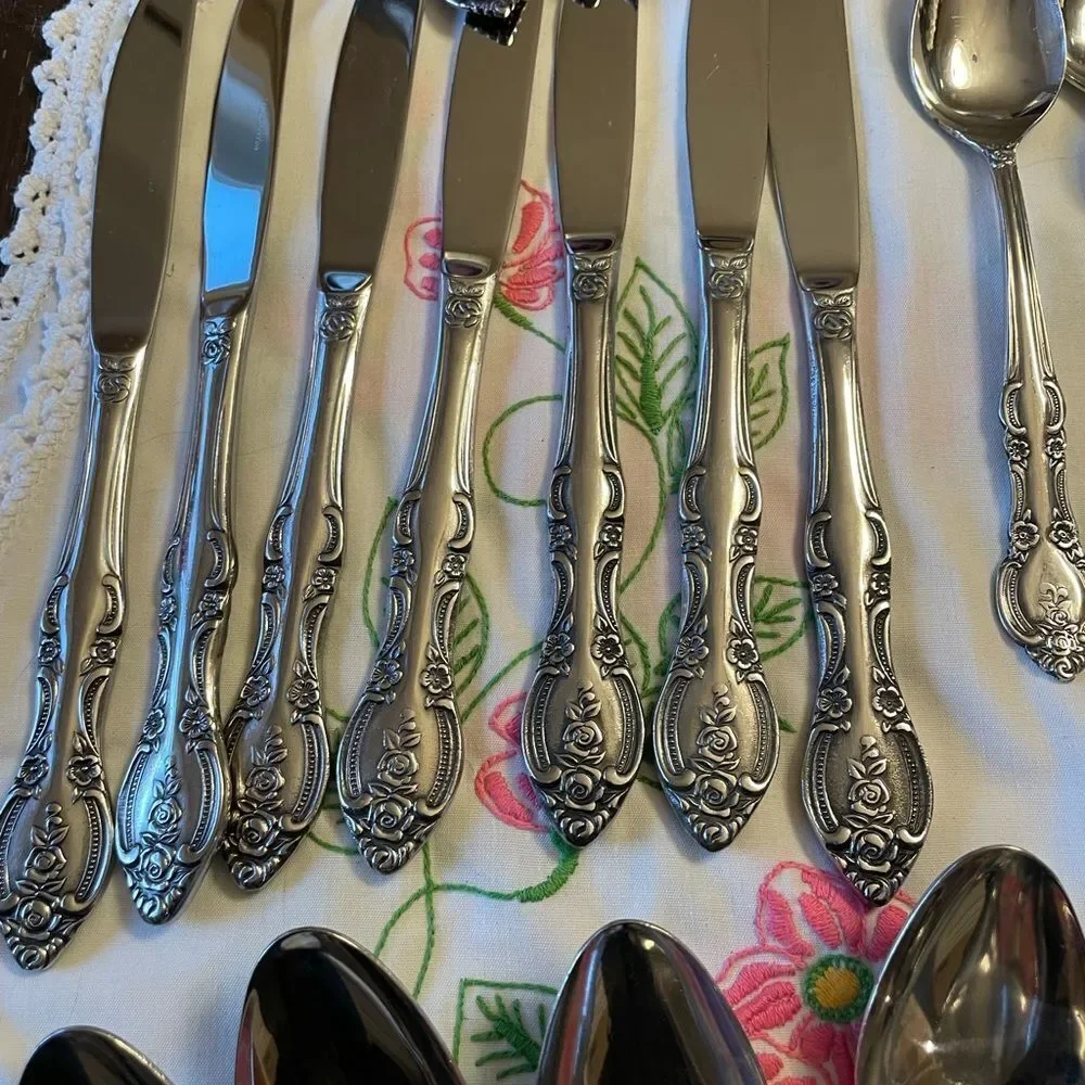 Marseille’s Vintage Flatware Rose Pattern Made in Japan Gorgeous Flatware